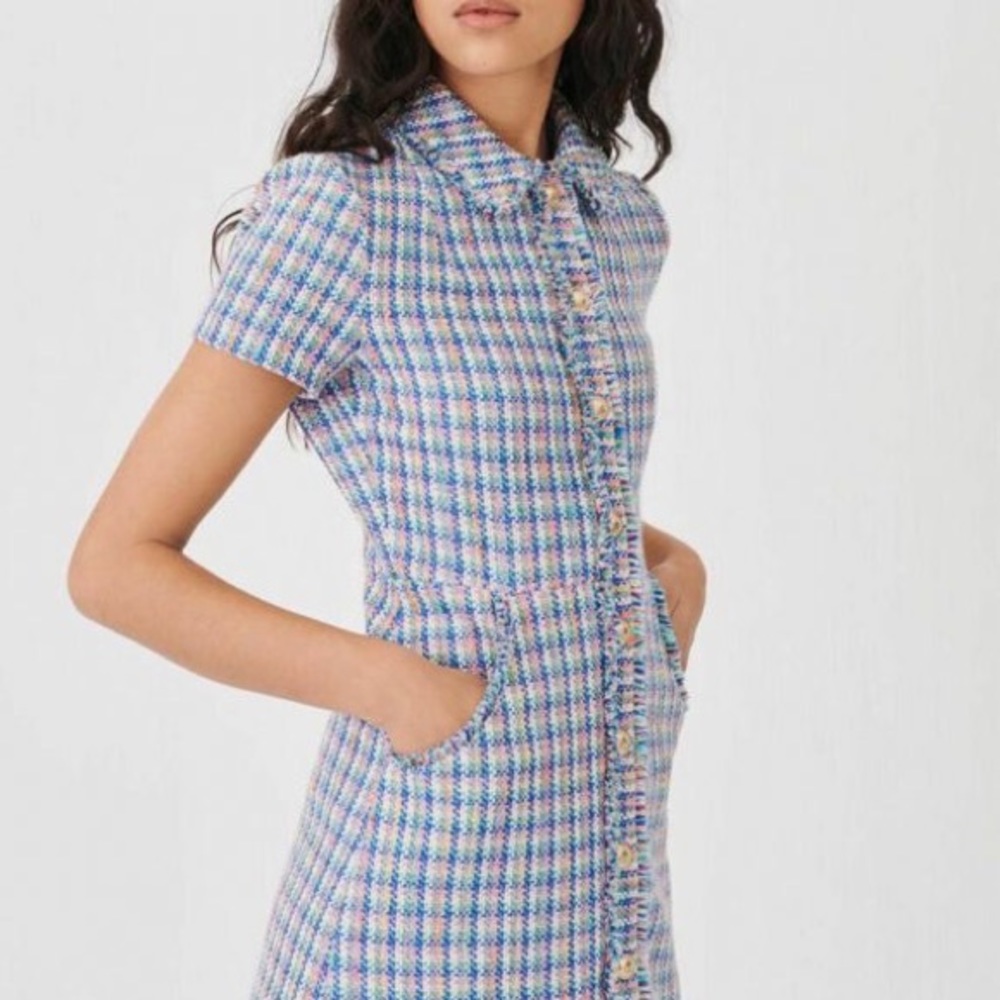 Maje Renizam Multicolor Tweed Dress